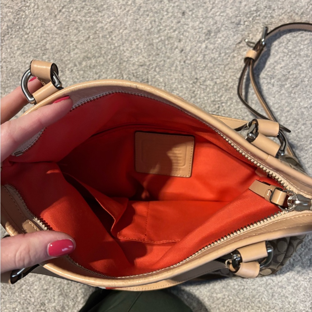 Coach Brown and Orange Signature Tote Bag - Picture 5 of 8